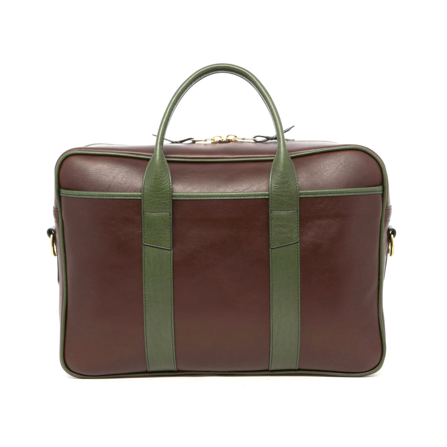 Commuter Briefcase Green Tumbled Leather