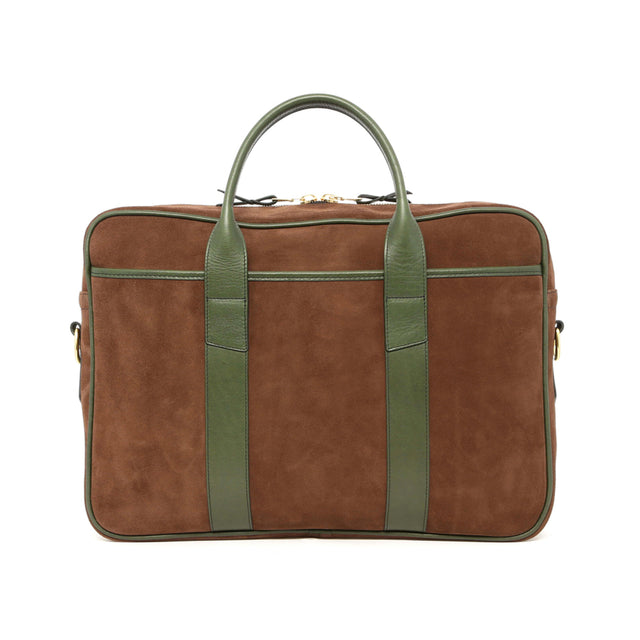 Commuter Briefcase - Cub Suede/Green Tumbled Leather