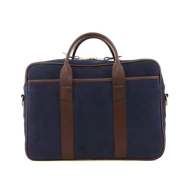 Commuter Briefcase - Navy/Chocolate - Suede