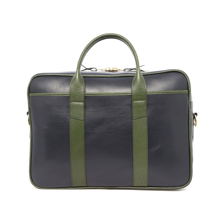 Commuter Briefcase Green Smooth Tumbled Leather