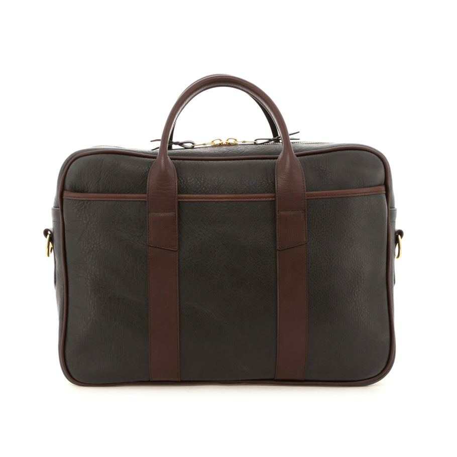 Commuter Briefcase Shale Chocolate Tumbled Leather