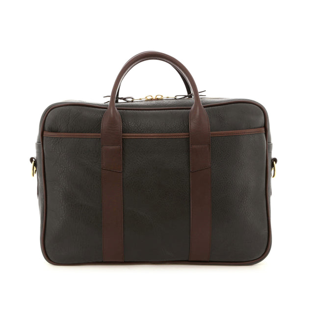 Commuter Briefcase - Shale/Chocolate - Tumbled Leather