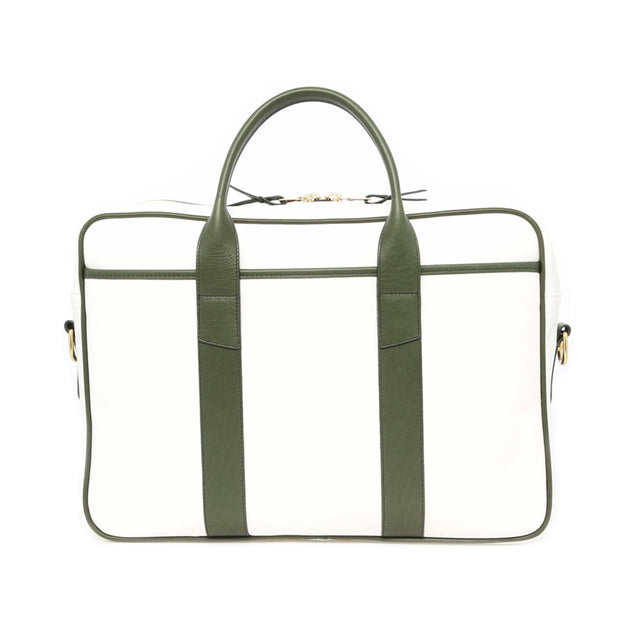 Commuter Briefcase - White/Green - Smooth Leather