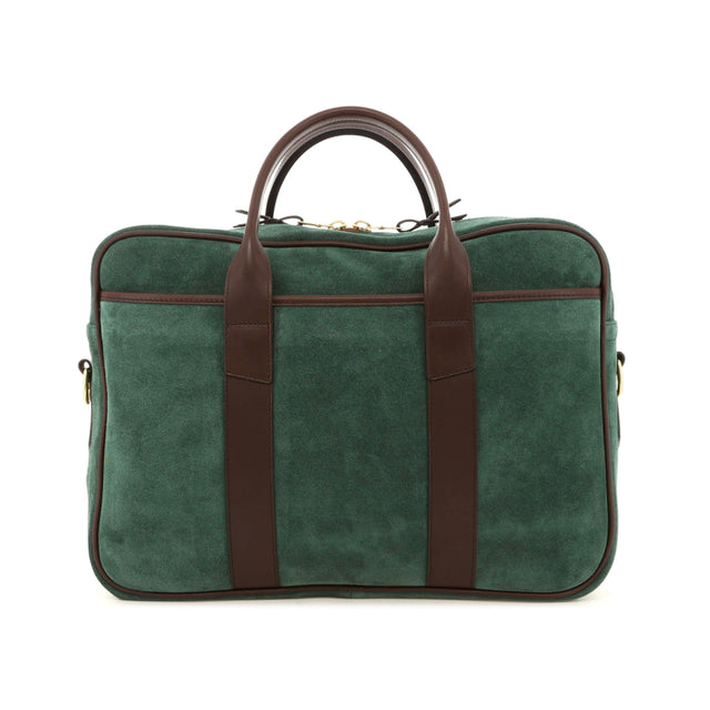 Commuter Briefcase - Evergreen/Chocolate - Suede