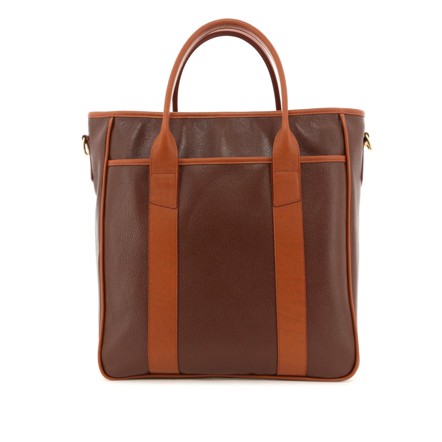 Commuter Tote Mink Cognac Pig Skin Print Leather Green Sunbrella