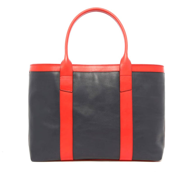 Large Working Tote - Navy Tumbled / Red Harness Belting - Captain Navy Sunbrella