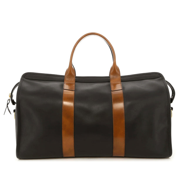 Signature Travel Duffle - Black/Golden Brown - Tumbled Leather / Harness - Dark Olive Canvas