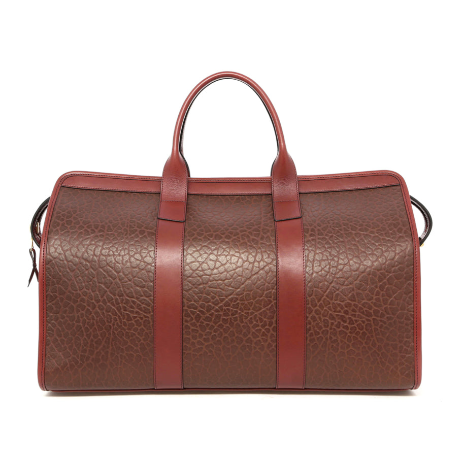 Signature Travel Duffle Chestnut Shrunken Grain Leather Sunbrella