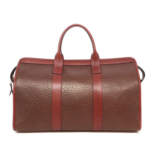 Signature Travel Duffle - Chestnut/Burgundy - Shrunken Grain Leather - Burgundy Sunbrella