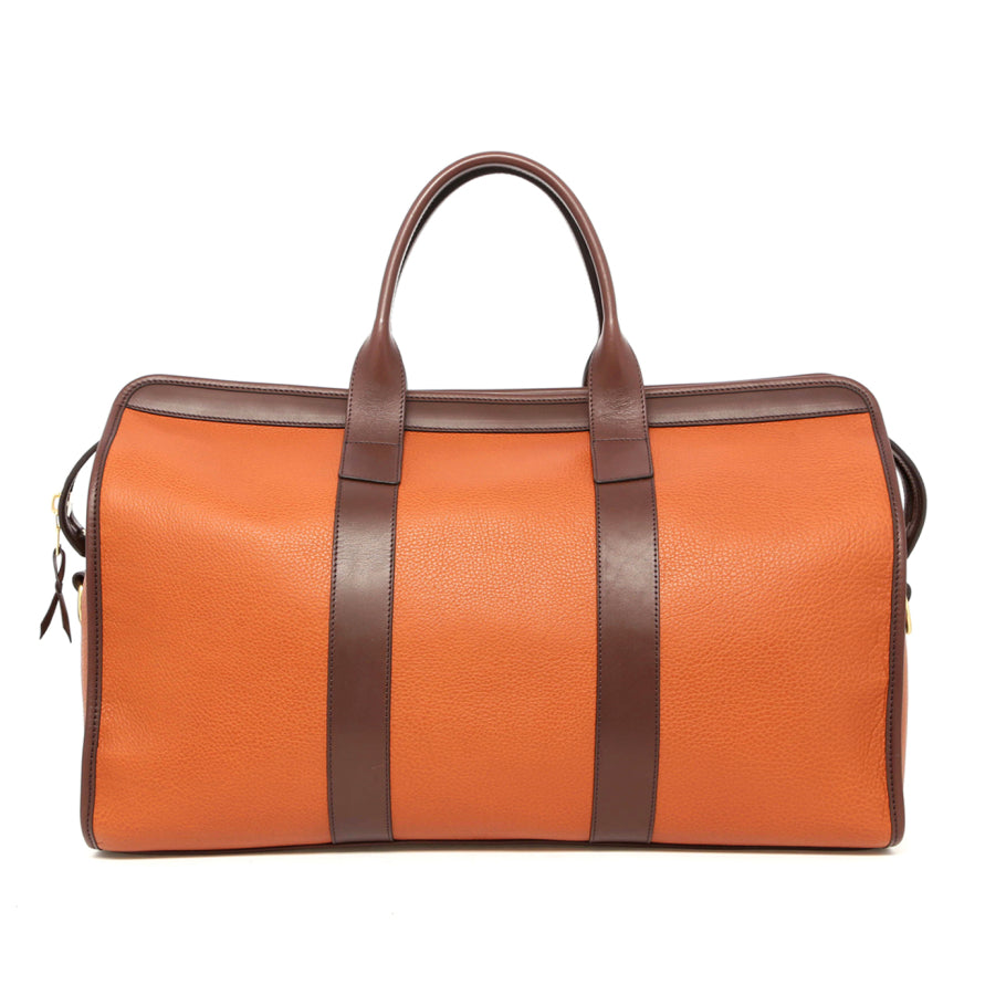 Signature Travel Duffle Chocolate Taurillon Leather Dubonnet Tweed Sunbrella