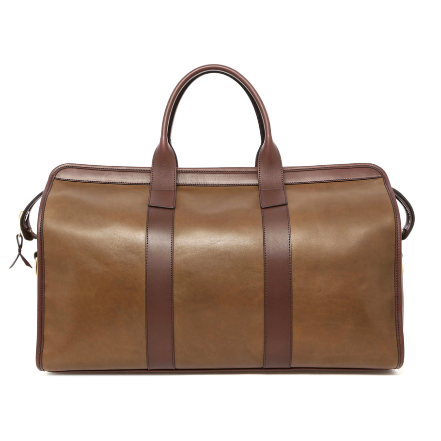 Signature Travel Duffle Military Olive Chocolate Smooth Leather Sunbrella