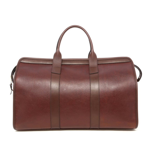 Signature Travel Duffle - Rum Raisin Brown/Chocolate - Pebbled Leather - Burgundy Sunbrella