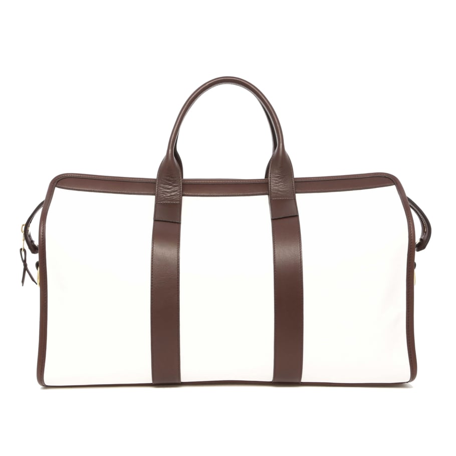 Signature Travel Duffle White Chocolate Tumbled Leather Captain Sunbrella
