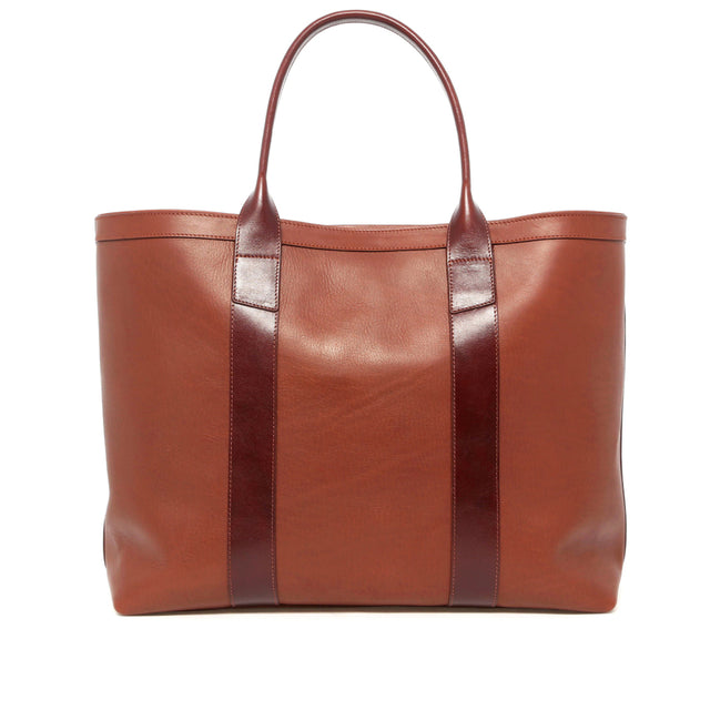 Signature Working Tote - Chestnut/Rum Raisin - Tumbled Leather - Dubonnet Tweed Sunbrella