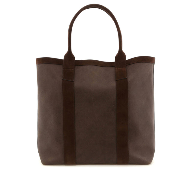 Tall Tote - Brown Reverse Suede - Suede Lined