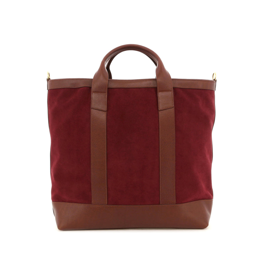 Tall Tote Suede Chestnut Tumbled Zipper Closure 4 Handles Sunbrella