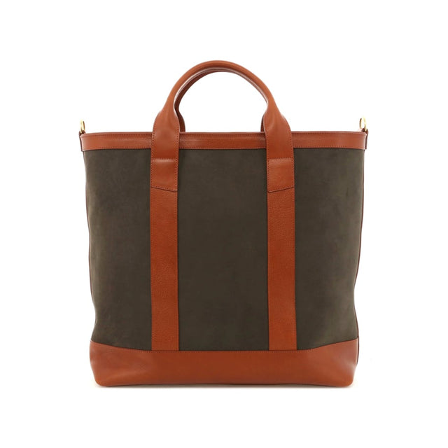 Tall Tote - Climbing Ivy/Cognac - Nubuck/Tumbled - Zipper Closure - 4" Handles - Captain Navy Sunbrella