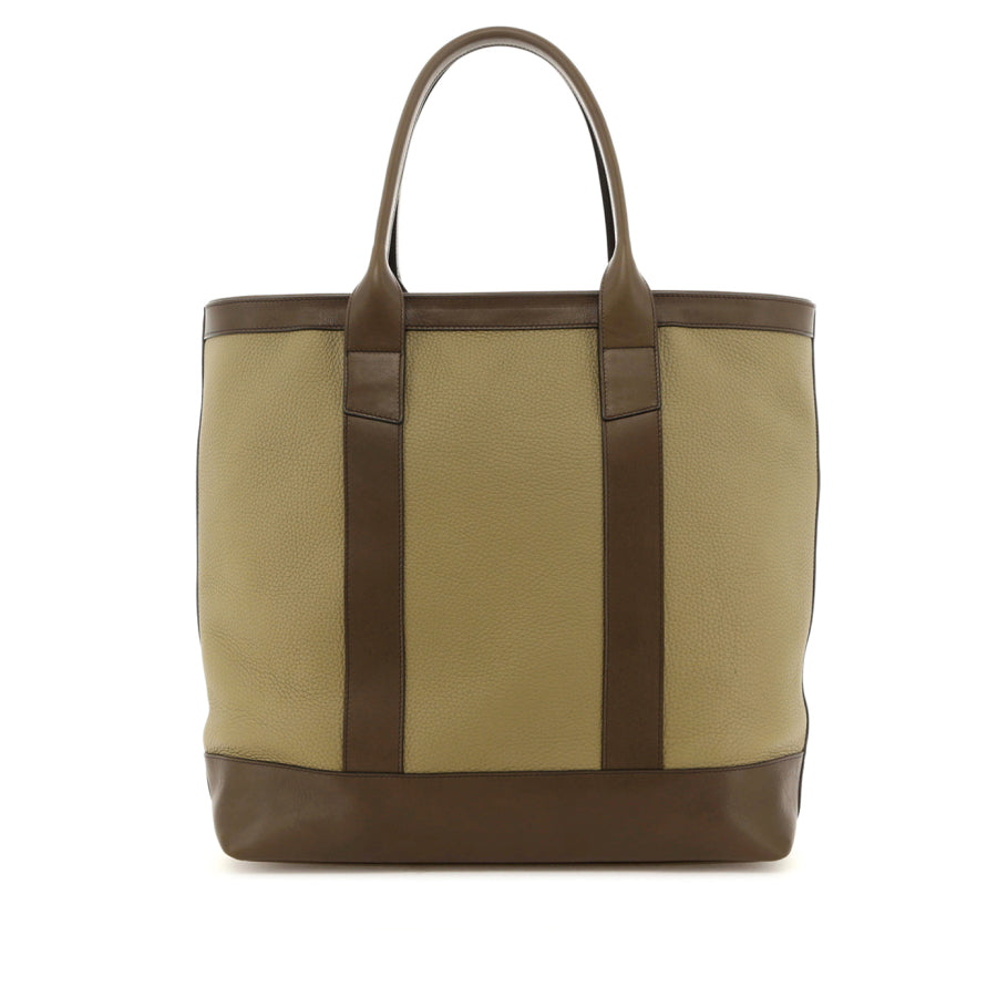 Tall Tote Light Military Olive Taurillon Leather Zipper Closure True Sunbrella