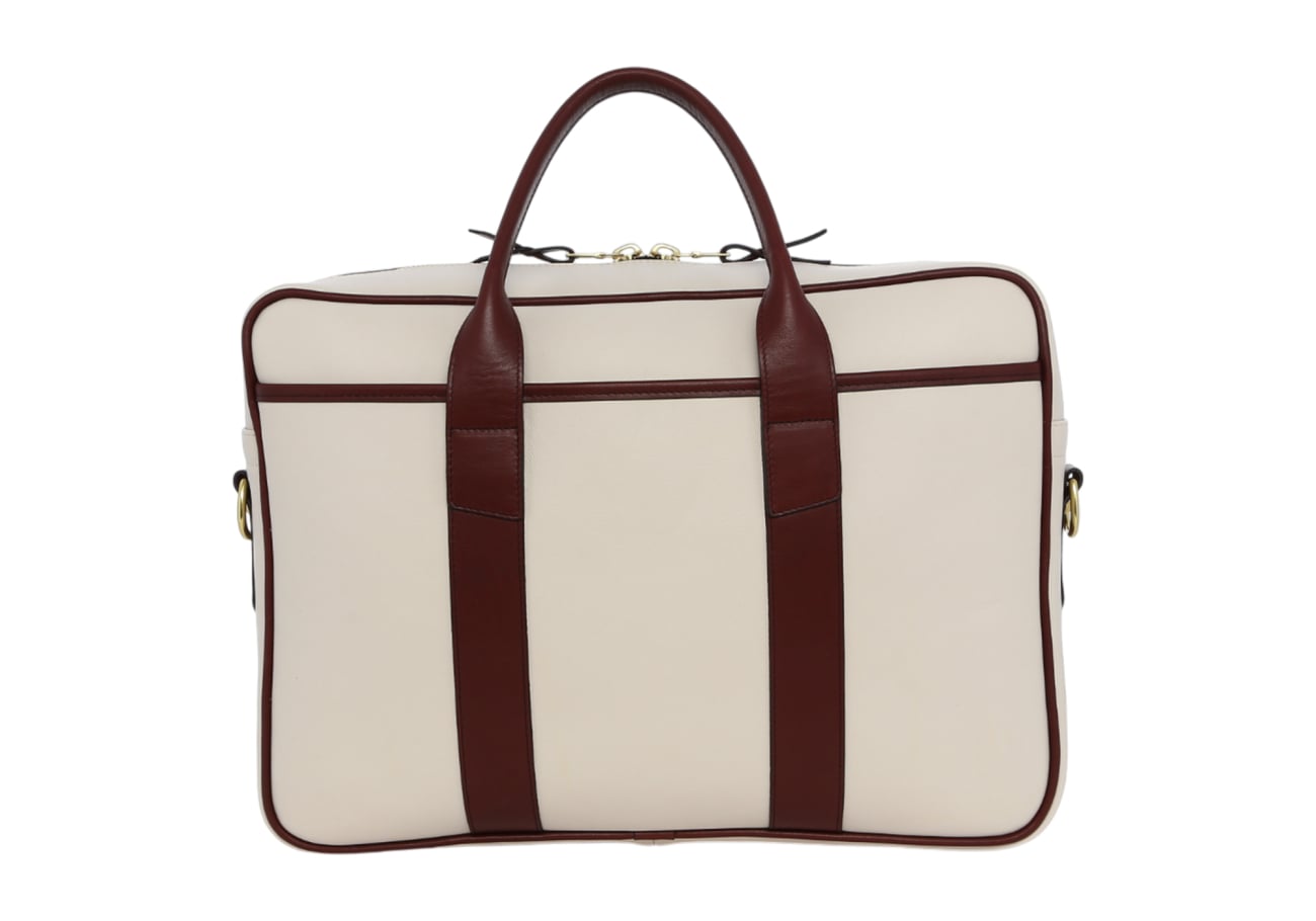 Commuter Briefcase Turtle Dove Burgundy Smooth Pebbled Leather Lined