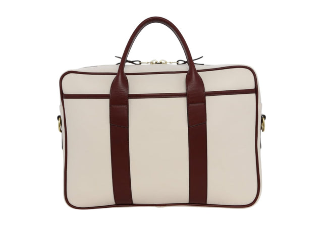 Commuter Briefcase - Turtle Dove/Burgundy - Smooth Pebbled - Leather Lined