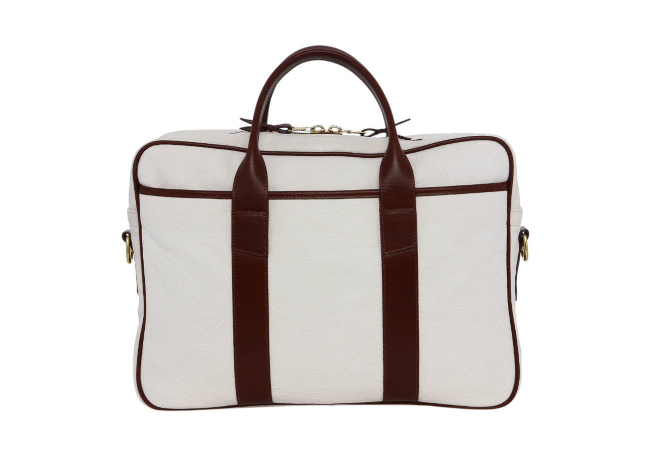 Commuter Briefcase Marshmallow Chestnut Smooth Pebbled