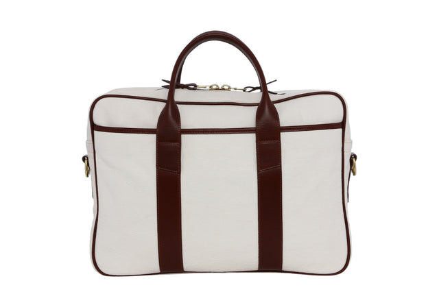 Commuter Briefcase - Marshmallow/Chestnut- Smooth Pebbled