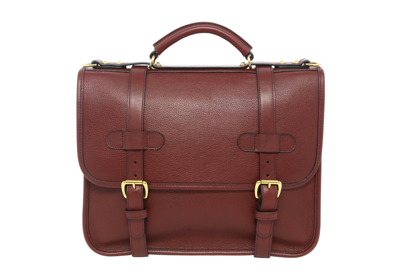English Satchel Cabernet Pebbled Leather Leather Lined