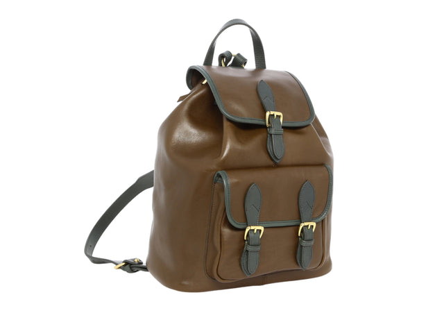Classic Backpack - Olive/Pineneedle - Tumbled Leather