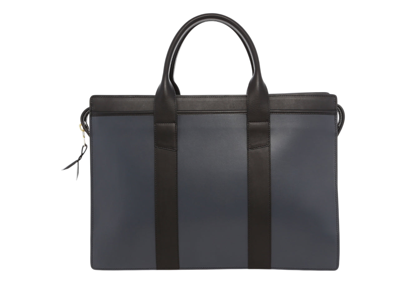 Double Zip Top Briefcase Battleship Belting Leather