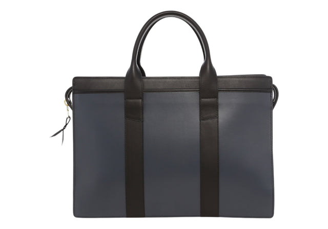 Double Zip-Top Briefcase - Battleship/Black - Belting Leather