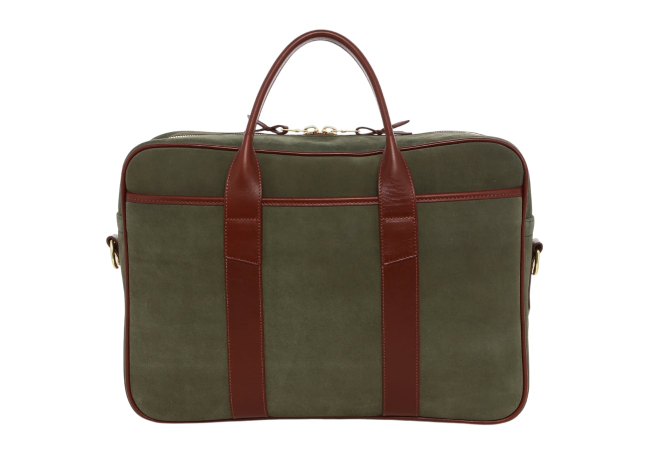 Commuter Briefcase Thyme Chestnut Suede
