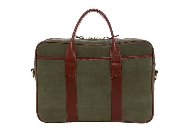 Commuter Briefcase - Thyme/Chestnut- Suede