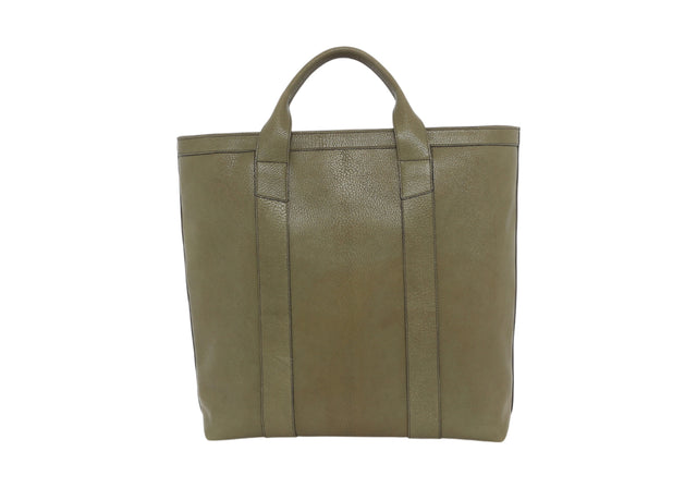 Tall Tote - Mint - Goatskin - Zipper Closure - Charcoal Sunbrella - 4" Handles