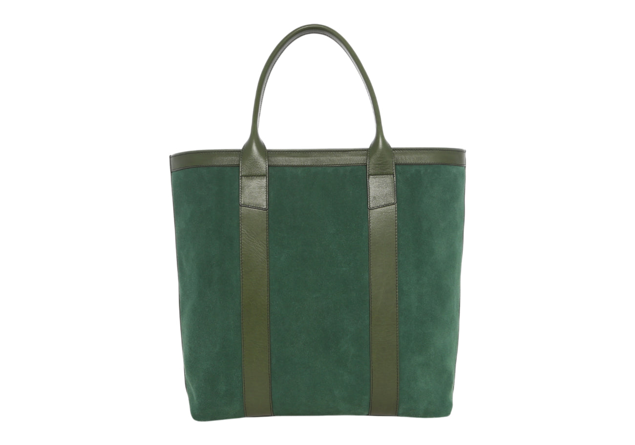 Tall Tote Elm Green Green Suede Tumbled Leather Zipper Closure Tuscan Sunbrella