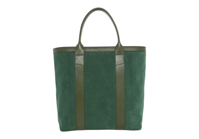 Tall Tote - Elm Green/Green - Suede - Tumbled Leather - Zipper Closure - Tuscan Sunbrella