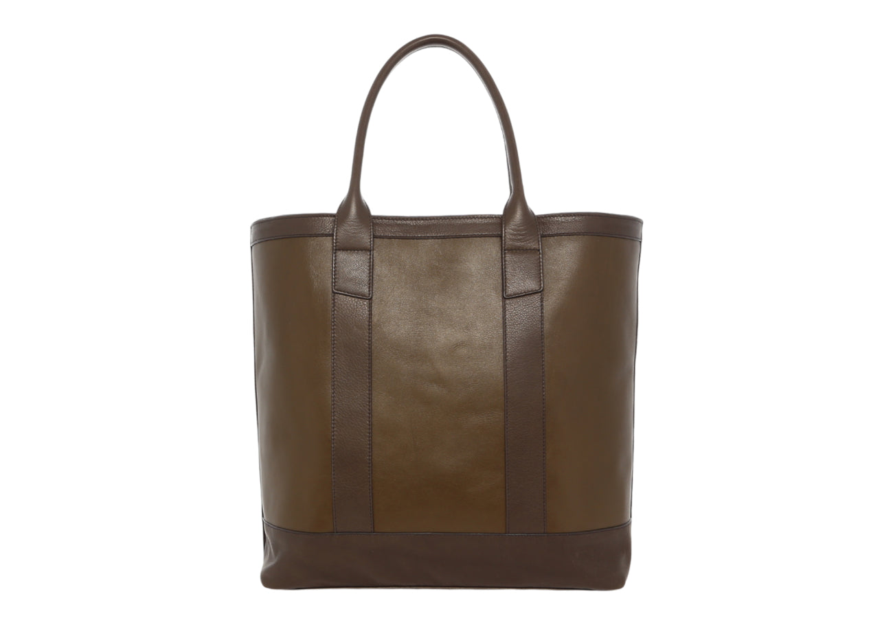 Tall Tote Grape Leaftumbled Leather Zipper Closure Dubonnet Tweed Sunbrella