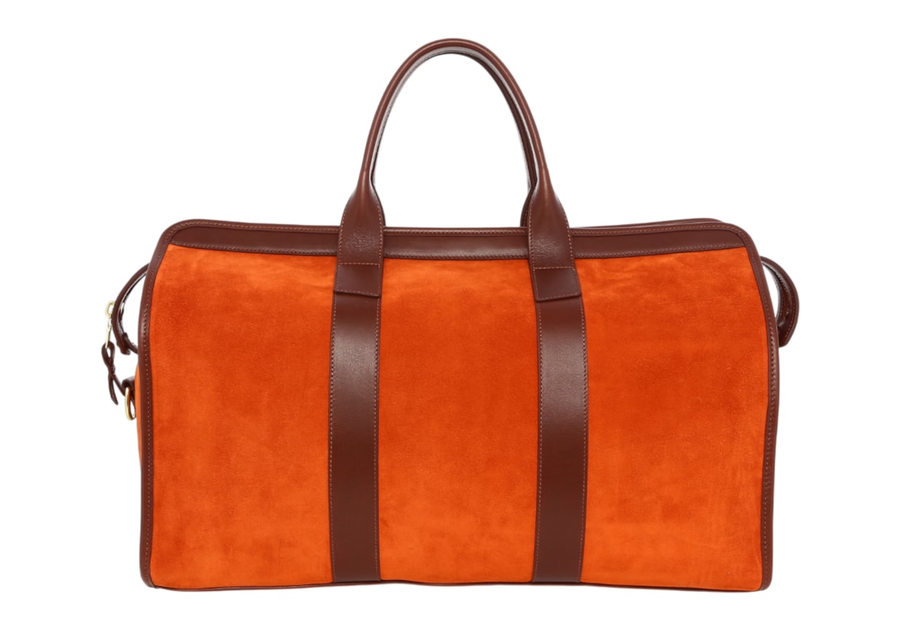 Signature Travel Duffle Rust Rum Raisin Suede Mediterranean Blue Sunbrella