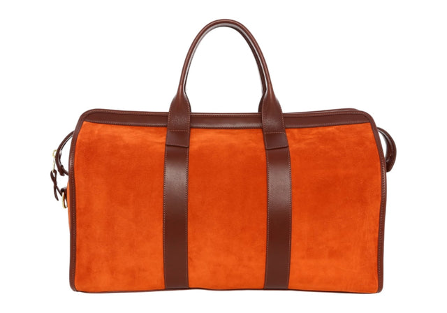 Signature Travel Duffle - Orange Rust/Rum Raisin - Suede - Mediterranean Blue Sunbrella