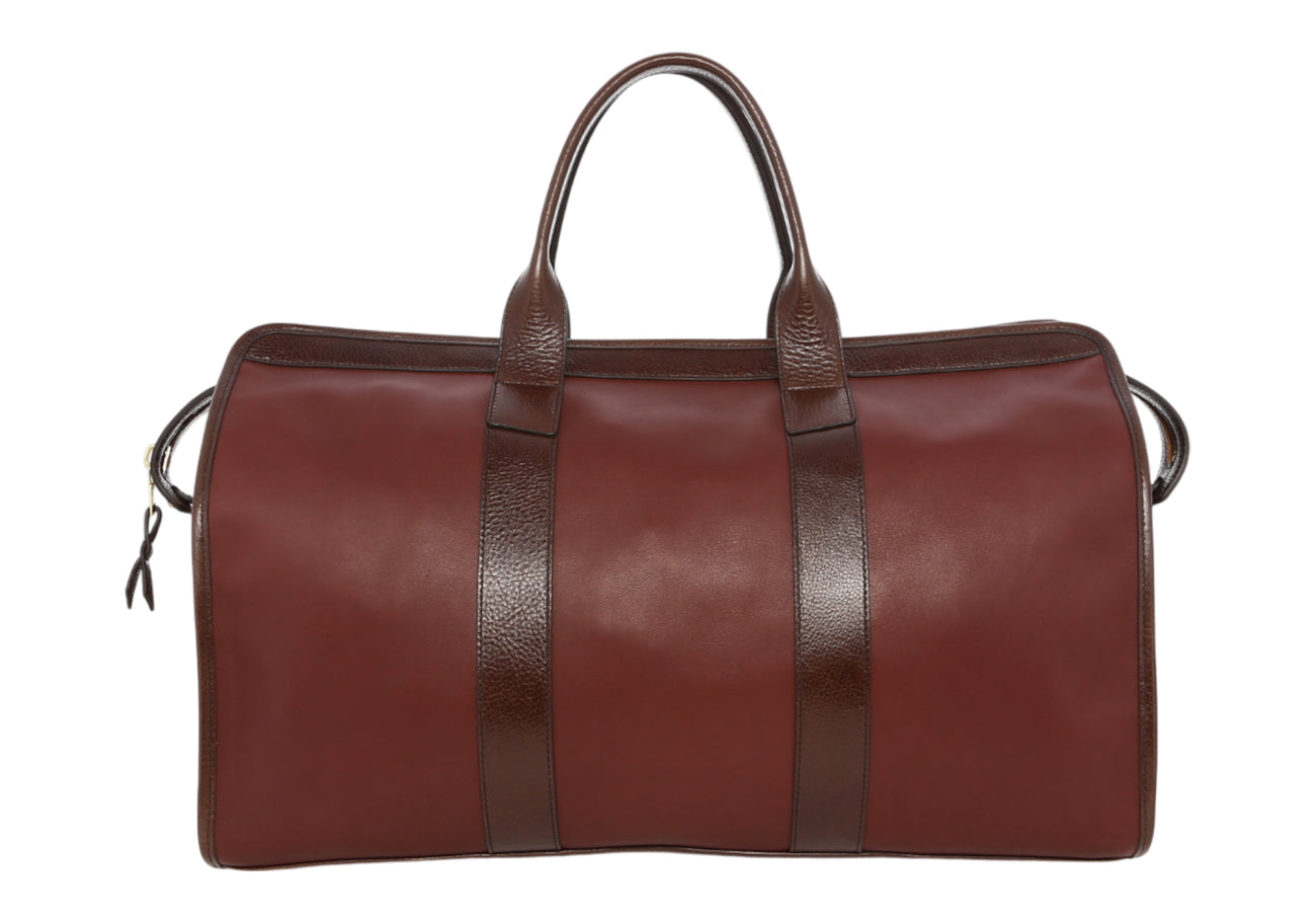 Signature Travel Duffle Burgundy Rum Raisin Tumbled Leather Canvas