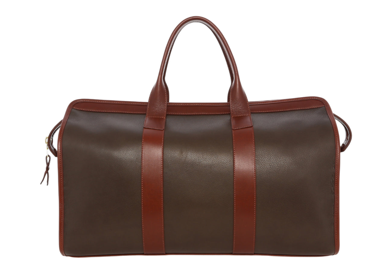 Signature Travel Duffle Climbing Ivy Chestnut Pebbled Leather Mediterranean Blue Sunbrella