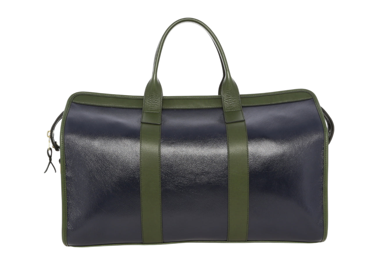 Signature Travel Duffle Patroit Blue Green Smooth Pebbled Leather Sunbrella