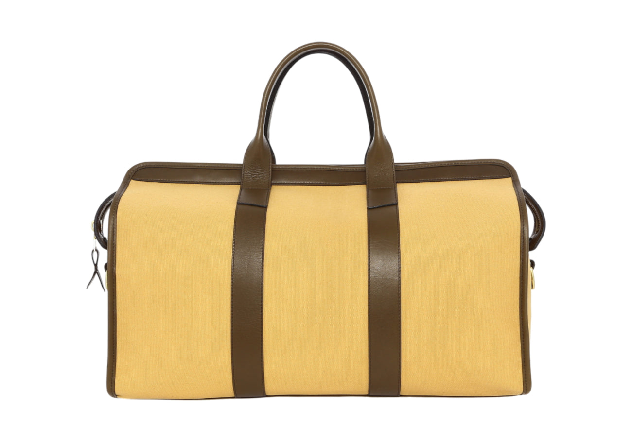 Signature Travel Duffle Olive Canvas Tumbled Leather Linen Sunbrella