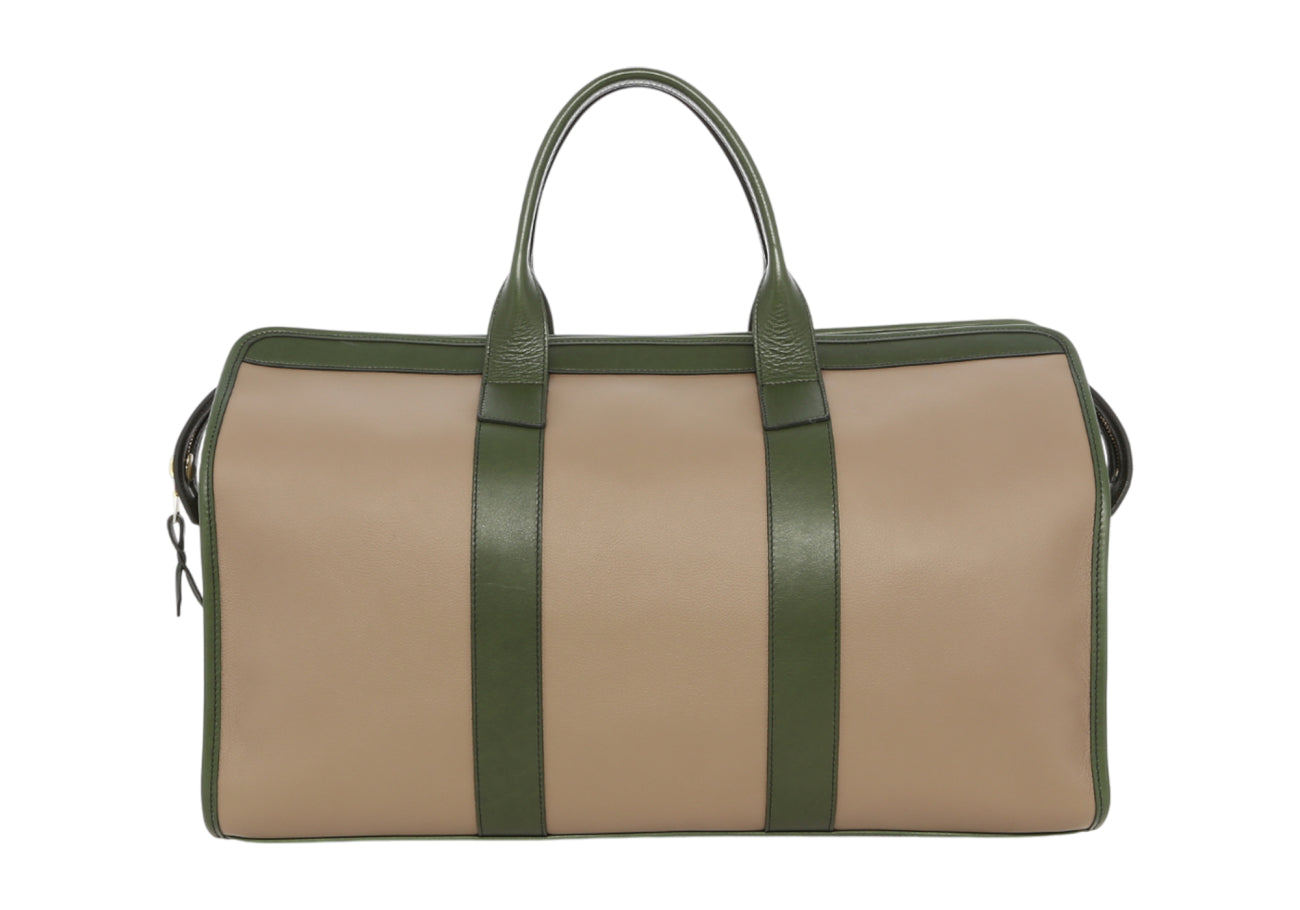 Signature Travel Duffle Simple Olive Smooth Pebbled Leather Tuscan Sunbrella