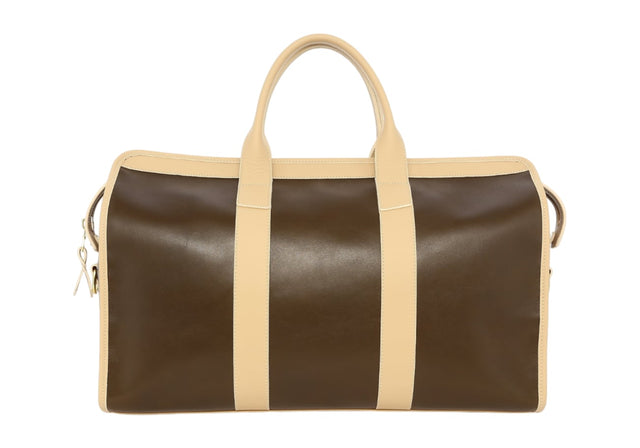 Signature Travel Duffle - Olive/Warm Sand - Tumbled Leather - Charcoal Sunbrella
