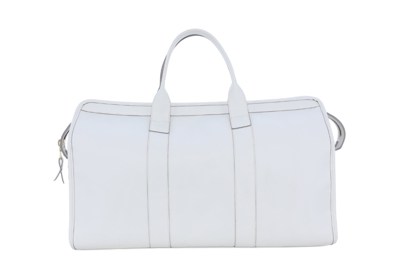 Signature Travel Duffle White Smooth Leather Midnight Sunbrella