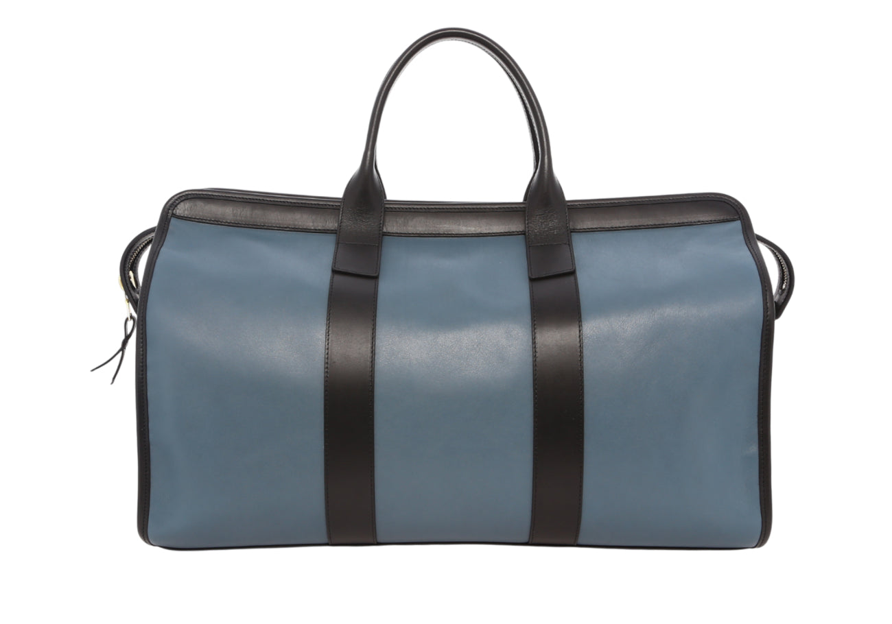Signature Travel Duffle Bluestone Black Tumbled Leather Sunbrella
