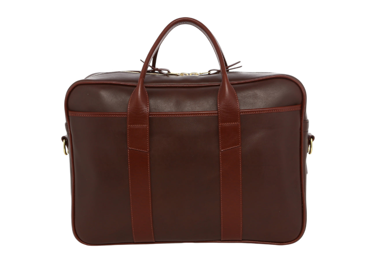 Commuter Briefcase Bitter Rum Raisin Tumbled Leather
