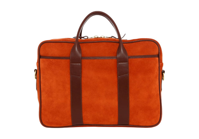 Commuter Briefcase - Orange Rust/Rum Raisin - Suede
