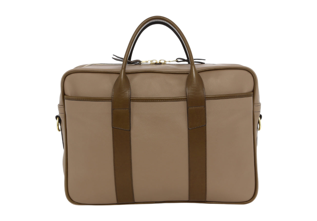 Commuter Briefcase Simple Olive Smooth Pebbled Leather