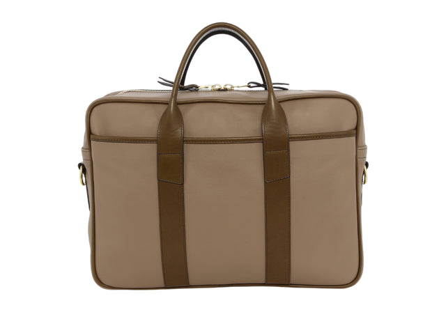Commuter Briefcase - Simple Taupe/Olive - Smooth Pebbled Leather
